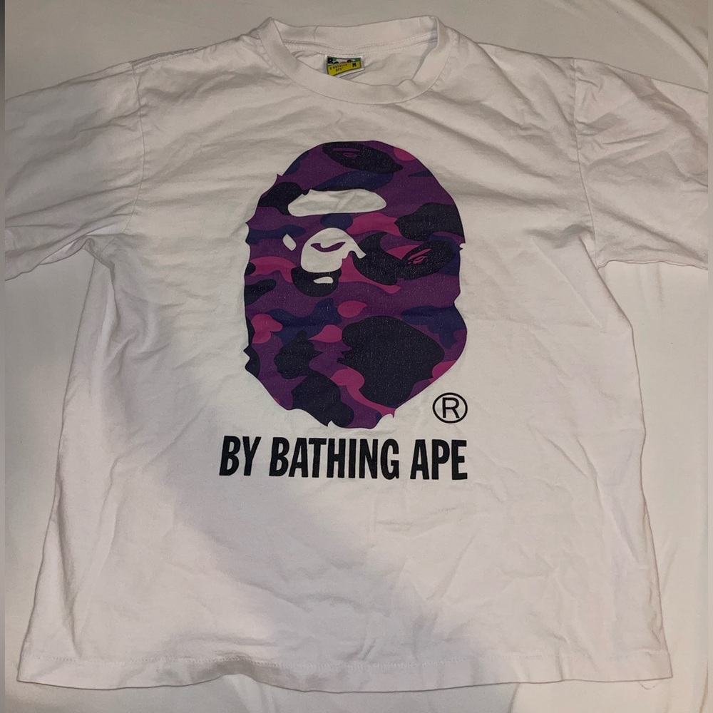 BAPE t shirt with Purple Camo Ape Head size MEDIUM mens
